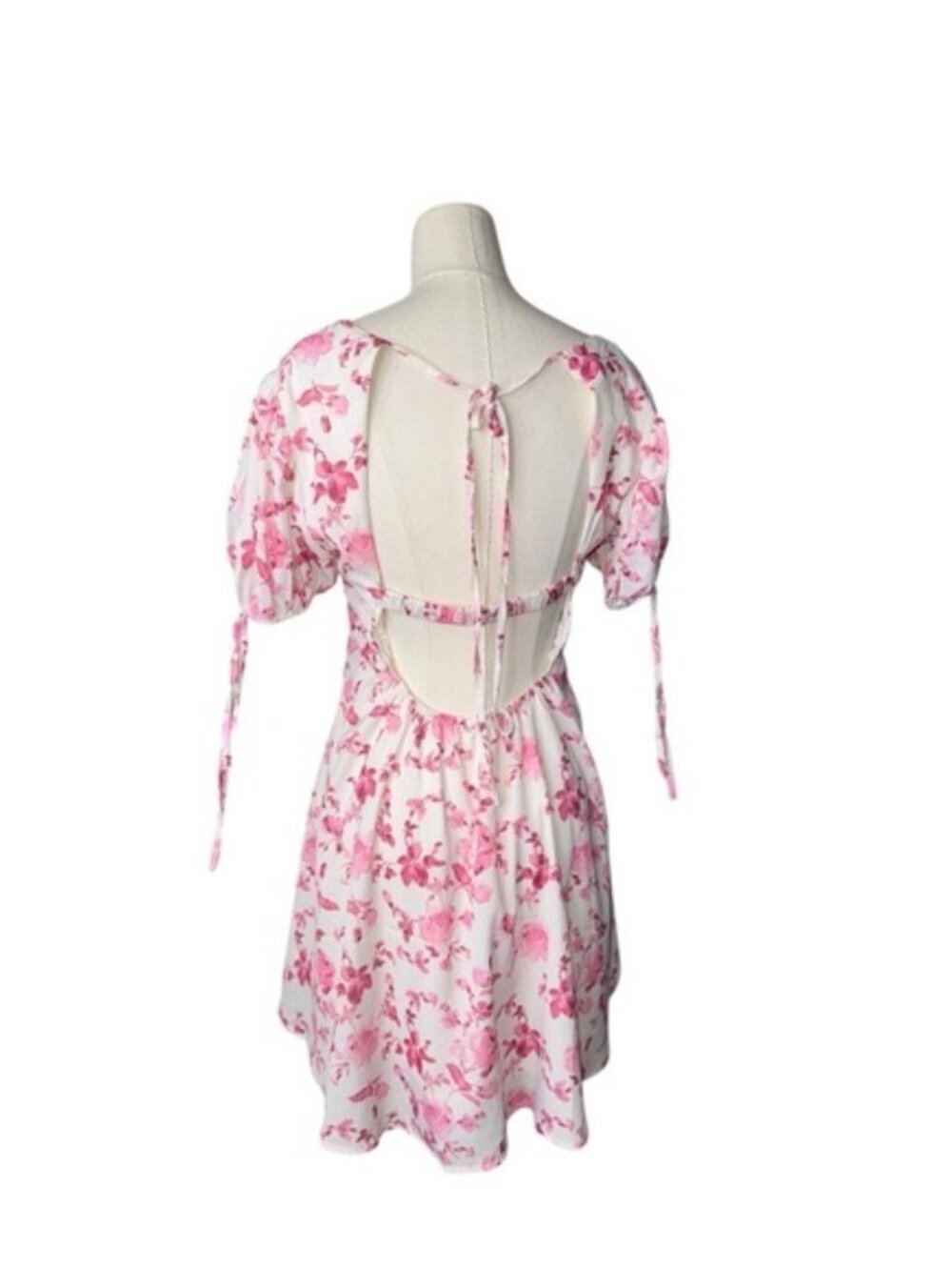 Princess Polly Pink Floral Mini Dress – Puff Sleeve Cottagecore Summer Dress - 6 - Picture 5 of 9